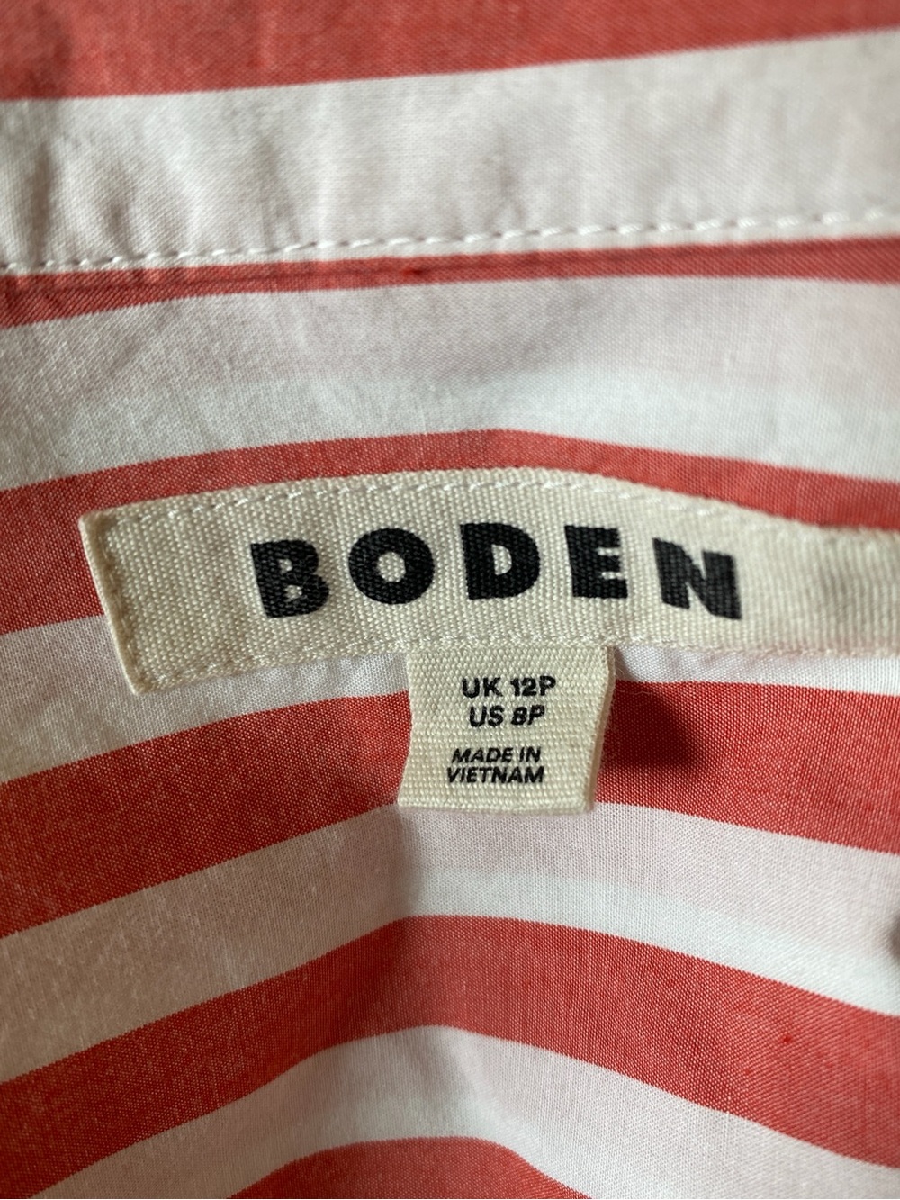 Boden Red & White Striped Button-Down Shirt - Picture 6 of 7